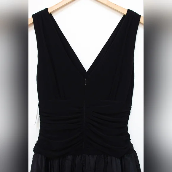 NWT Vintage Black Drop Waist Dress Embroidered Formal Prom Deadstock Size 10 90s - Picture 6 of 9